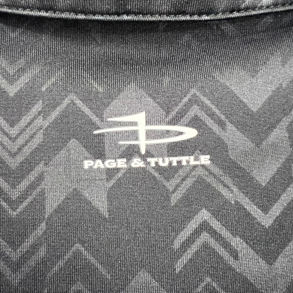 ⏳|•PAGE & TUTTLE•| Black Print Cool Swing Collared Short Sleeve V-Neck Golf Shir - Picture 6 of 13